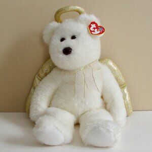 Vintage 2000 Ty Beanie Buddies Halo II Bear Angel Retired Brown Nose Sparkle NEW